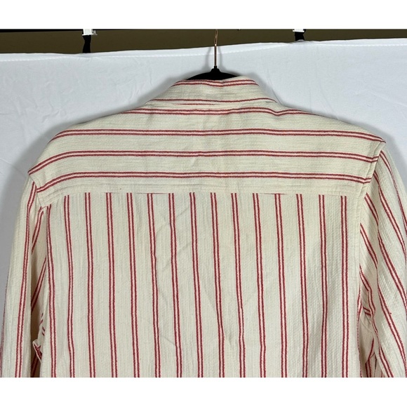 Zara Red Cream Striped Button Down Shirt- S - Picture 9 of 11